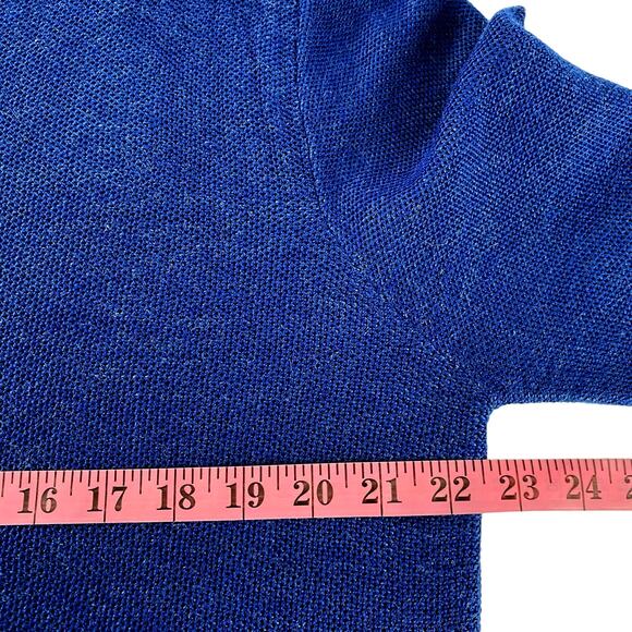 Codice Merino Wool Blend Sweater Men L Royal Blue V-neck Orange Trim Rib Cuffs - Picture 7 of 9